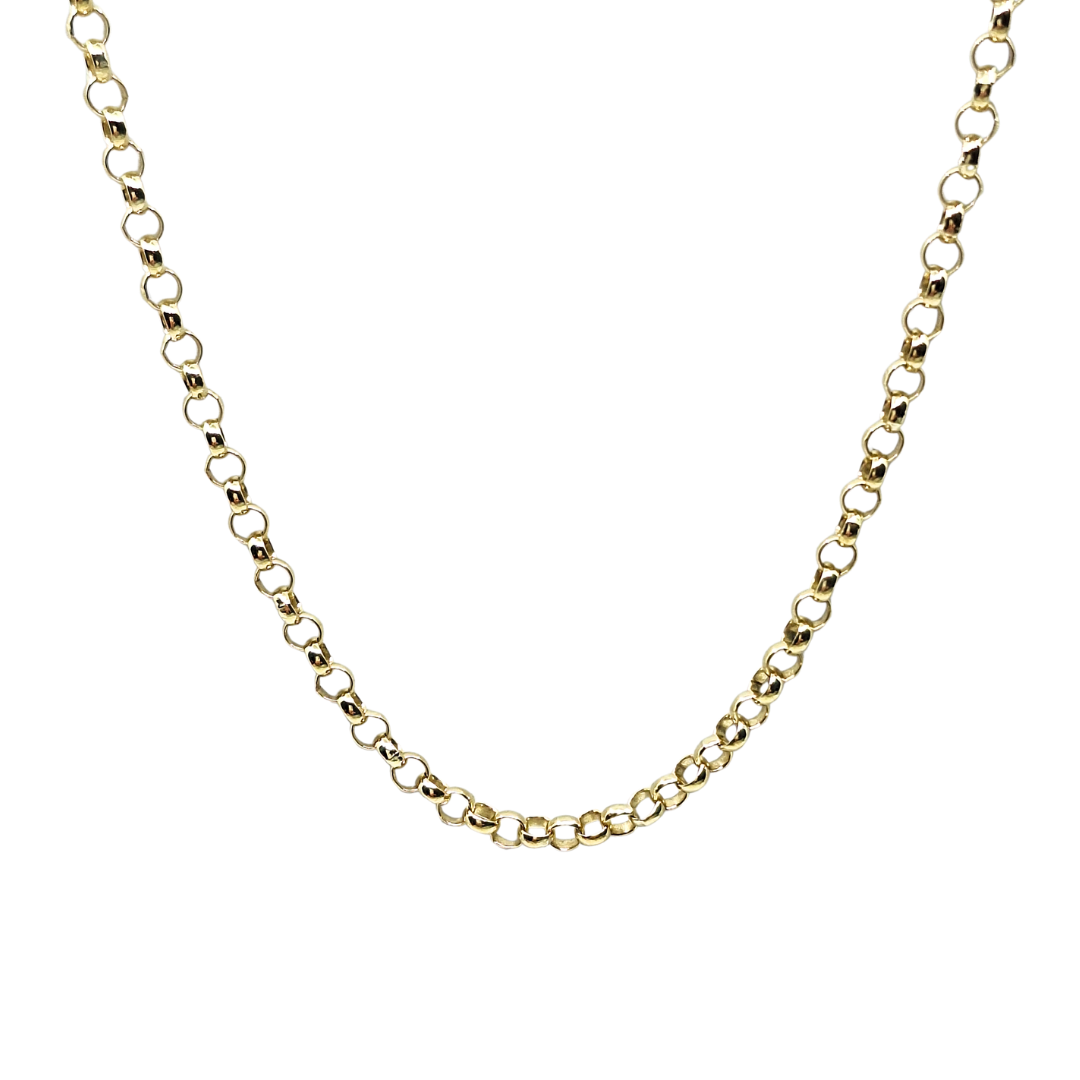 9ct Yellow Gold Solid Round Belcher Chain 16"