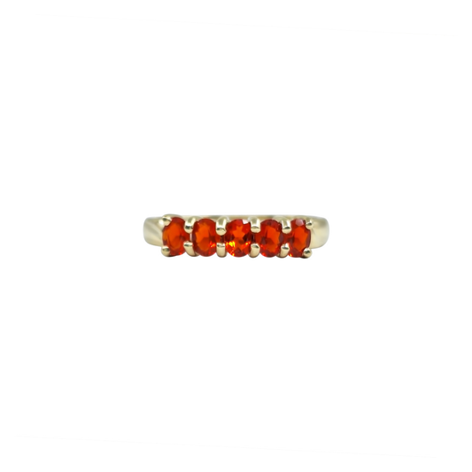 9ct Yellow Gold Fire Opal 5 Stone Ring