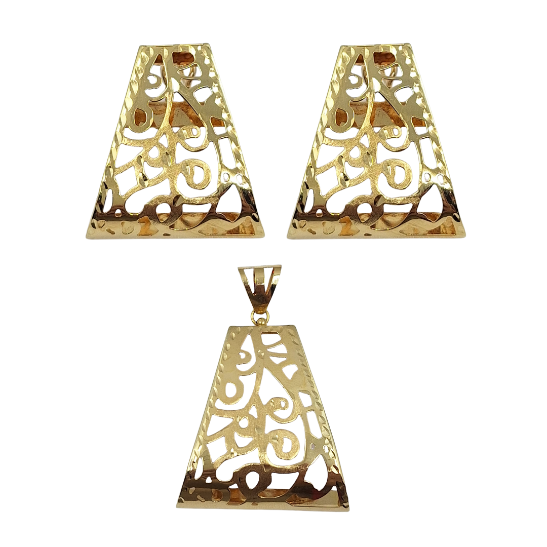 18ct Yellow Gold Pendant And Earring Set