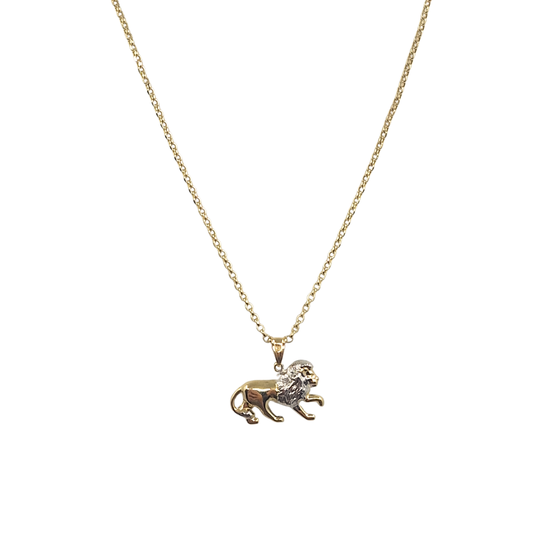 9ct Yellow Gold Lion Pendant On 20" Belcher Chain