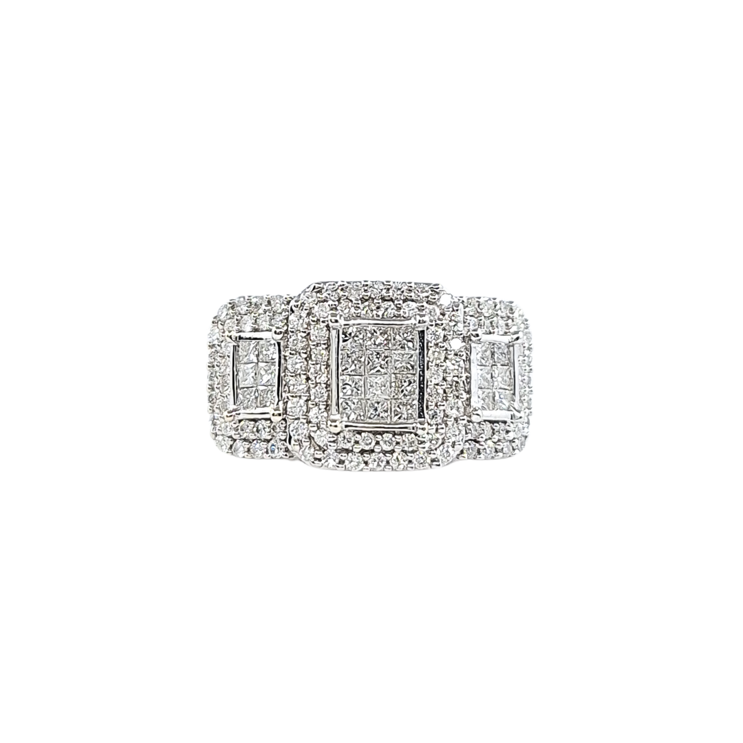 18ct White Gold Diamond Cluster Ring 1.00ct