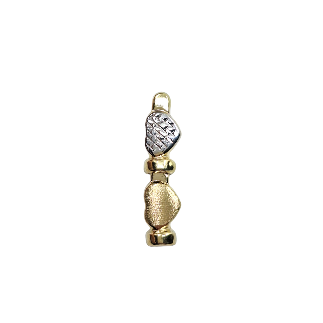 14ct 2 Colour Gold Hollow Heart Drop Earrings