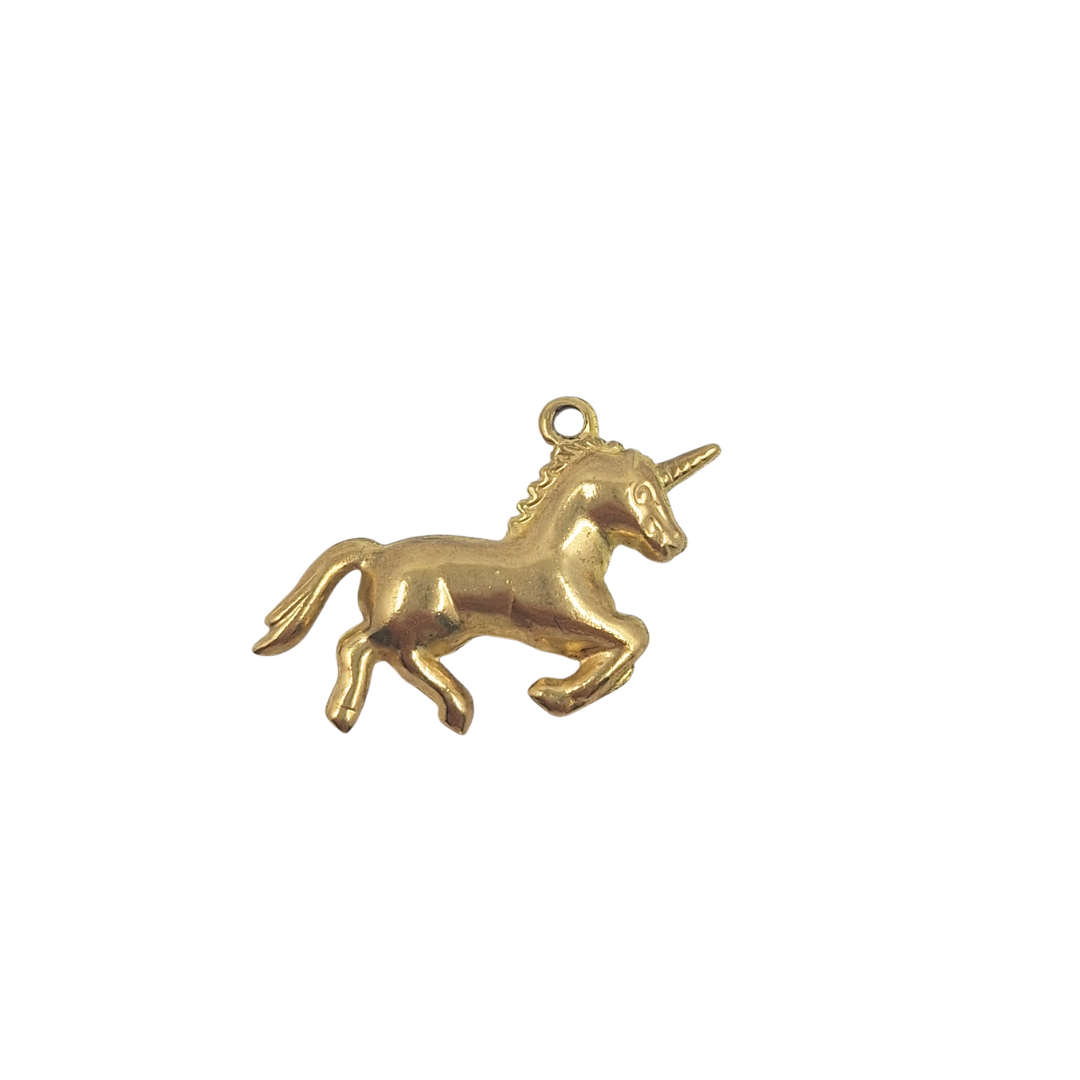 9ct Yellow Gold Hollow Unicorn Charm