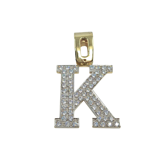 9ct Yellow Gold Cz Initial K Pendant