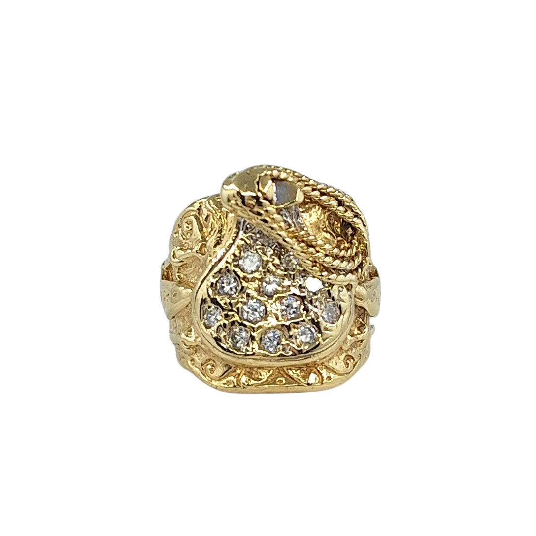 9ct Yellow Gold CZ Saddle Ring