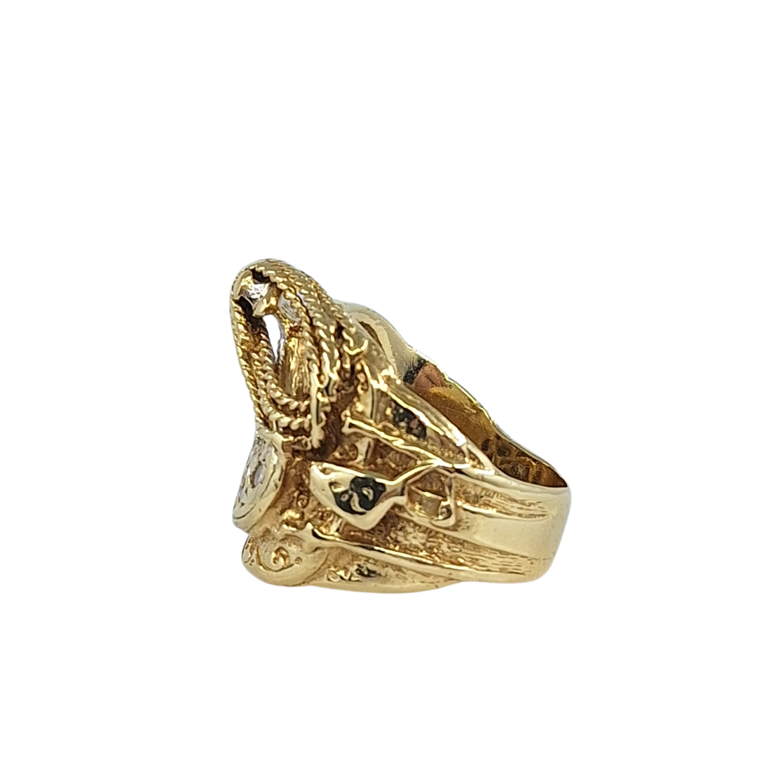 9ct Yellow Gold CZ Saddle Ring