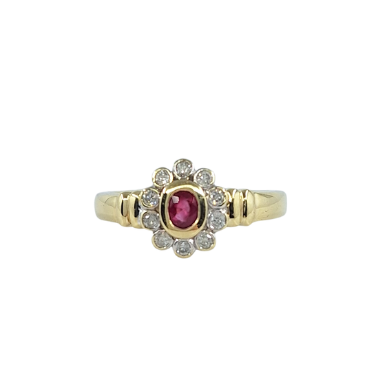 9ct Yellow Gold Ruby & Diamond Ring