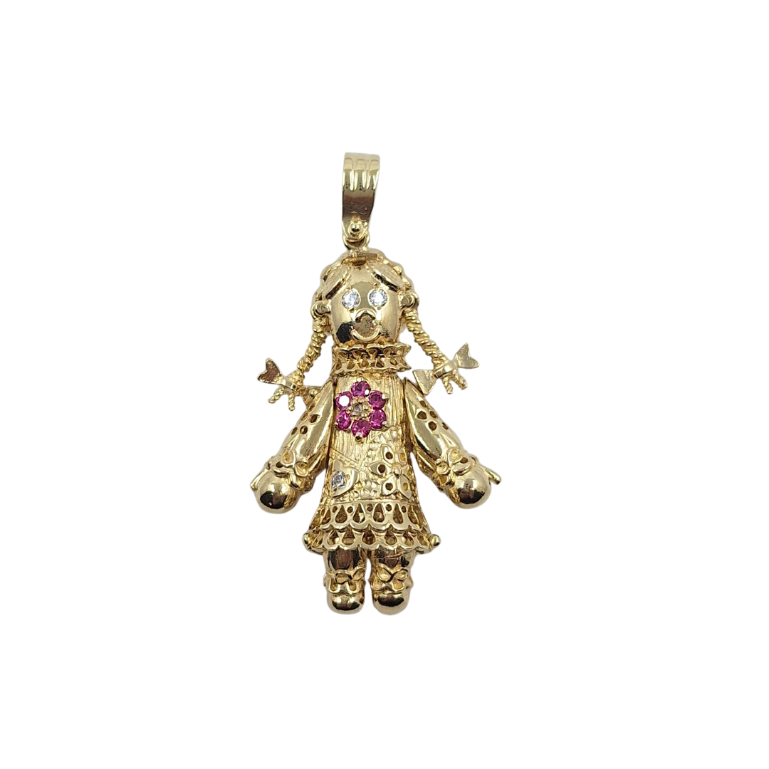 9ct Yellow Gold Rag Doll Pendant
