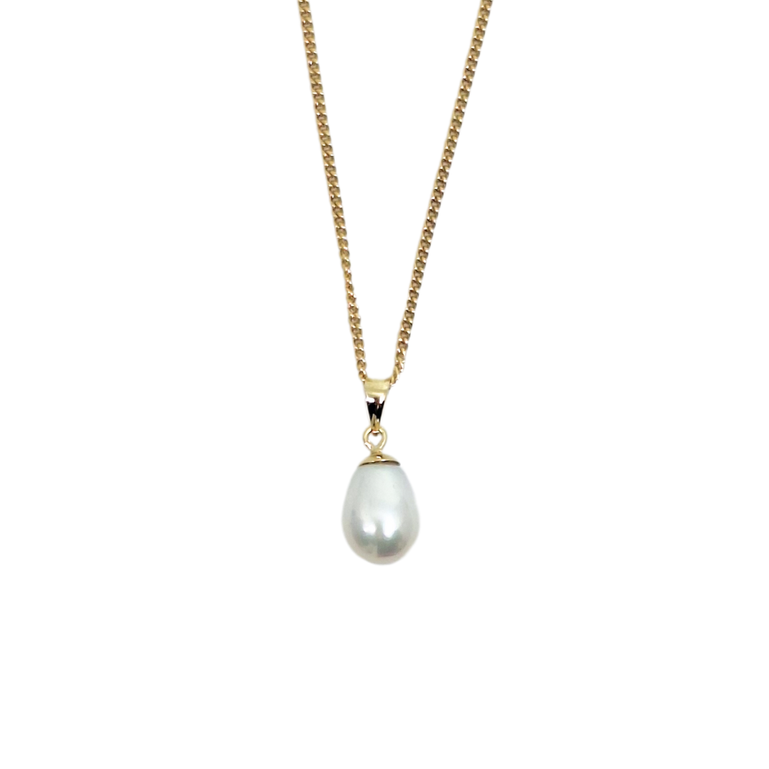 9ct Yellow Gold Freshwater Pearl Pendant & Chain 16-18"