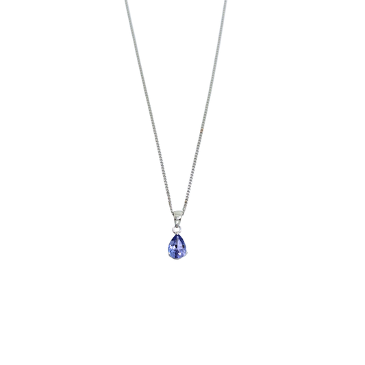 9ct White Gold Tanzanite Pendant & Chain 18"