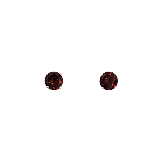 9ct Yellow Gold Garnet Stud Earrings