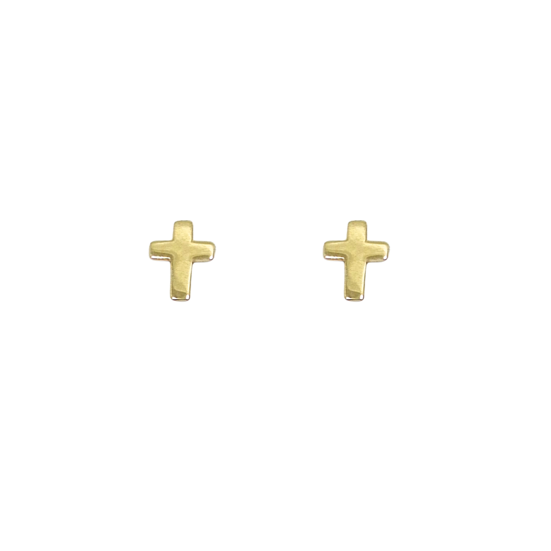 9ct Yellow Gold Cross Stud Earrings