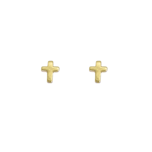 9ct Yellow Gold Cross Stud Earrings