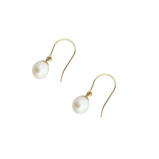 9ct Yellow Gold Pearl Drop Earrings