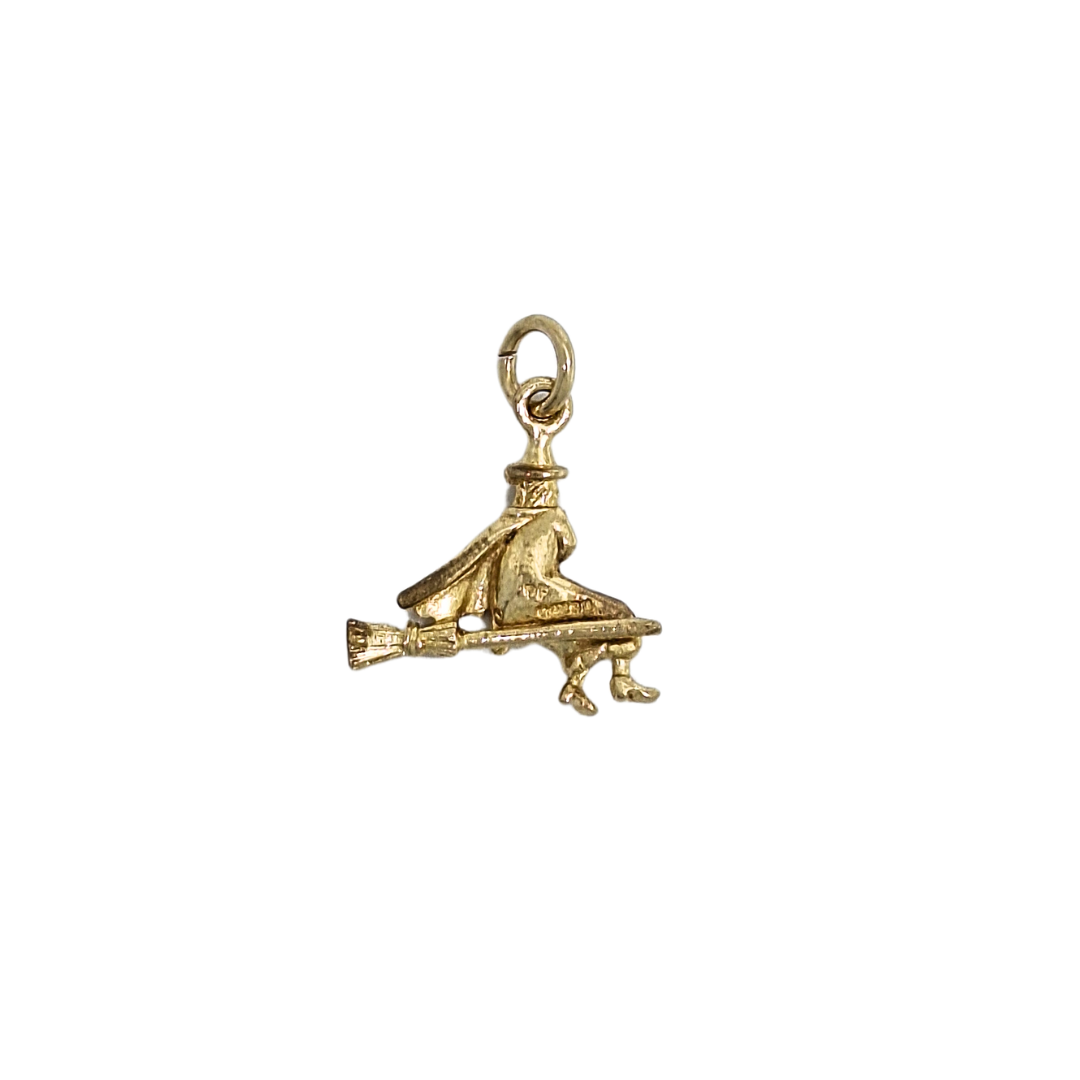 9ct Yellow Gold Witch On Broom Charm
