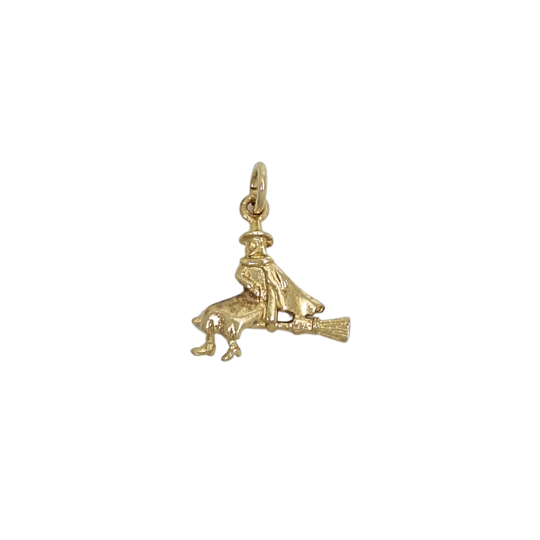 9ct Yellow Gold Witch On Broom Charm
