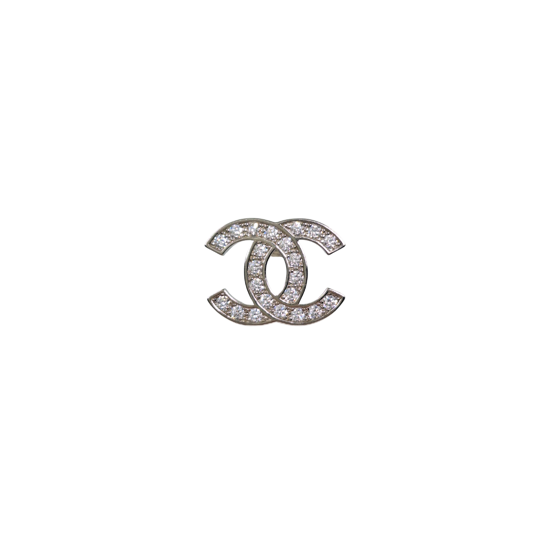 Silver Cubic Zirconia Chanel Style Stud Earrings