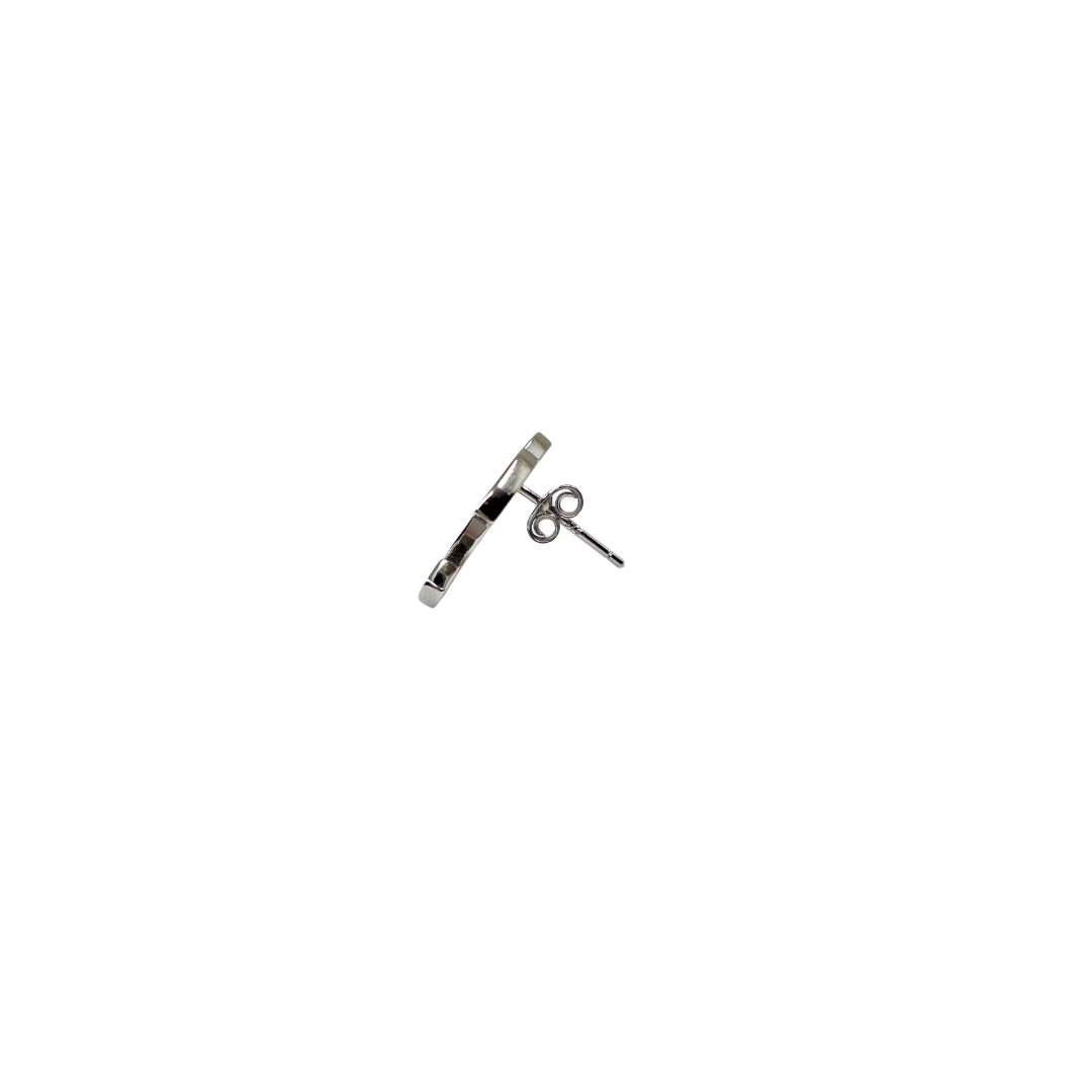Silver Cubic Zirconia Chanel Style Stud Earrings