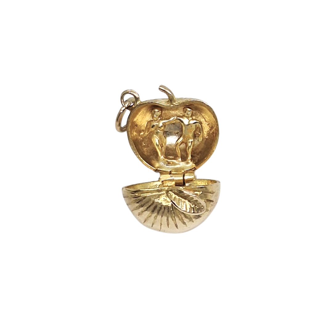 9ct Yellow Gold Adam & Eve Apple Charm
