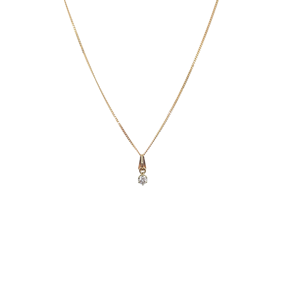 9ct Yellow Gold Diamond Solitaire Pendant 0.20ct