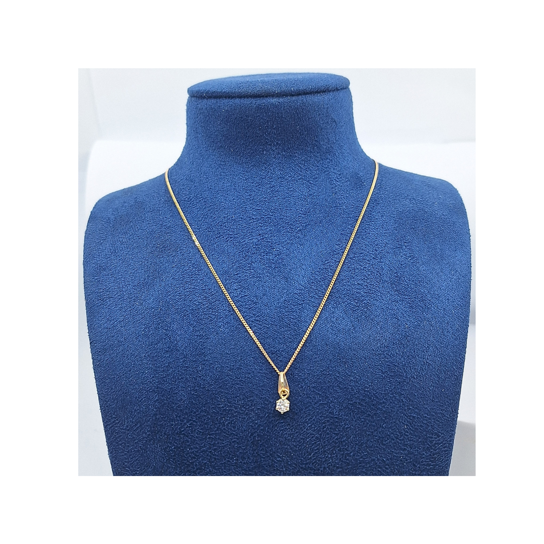 9ct Yellow Gold Diamond Solitaire Pendant 0.20ct