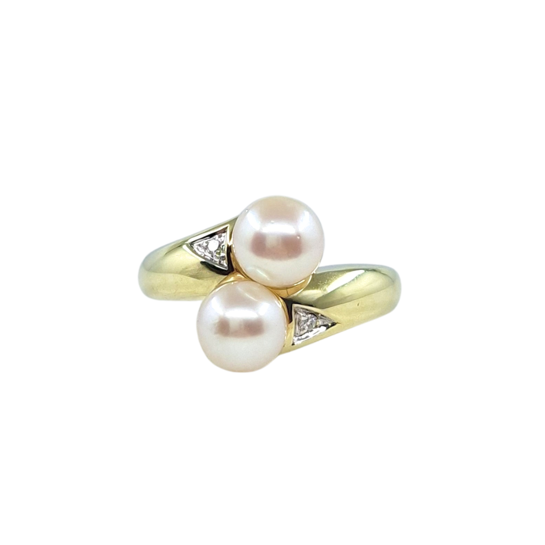 9ct Yellow Gold Pearl & Diamond Ring