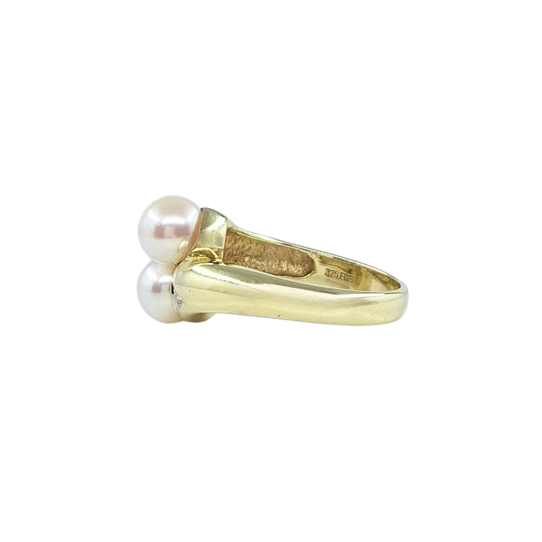 9ct Yellow Gold Pearl & Diamond Ring