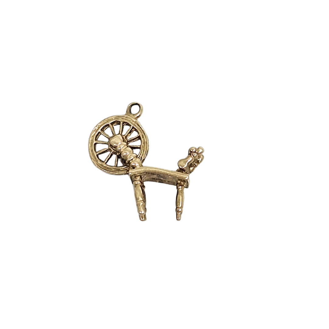 9ct Yellow Gold Spinning Wheel Charm