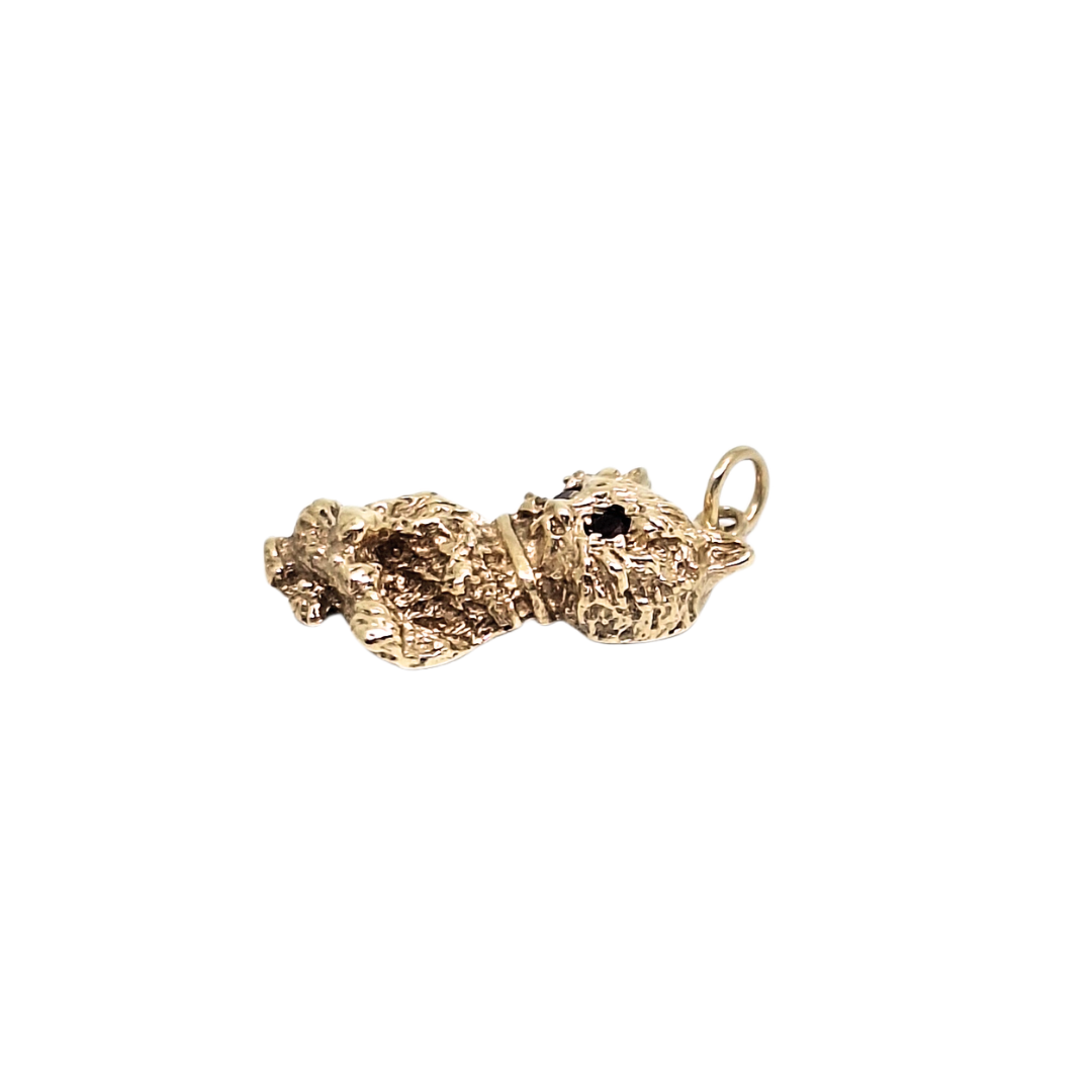 9ct Yellow Gold Garnet Cat Charm