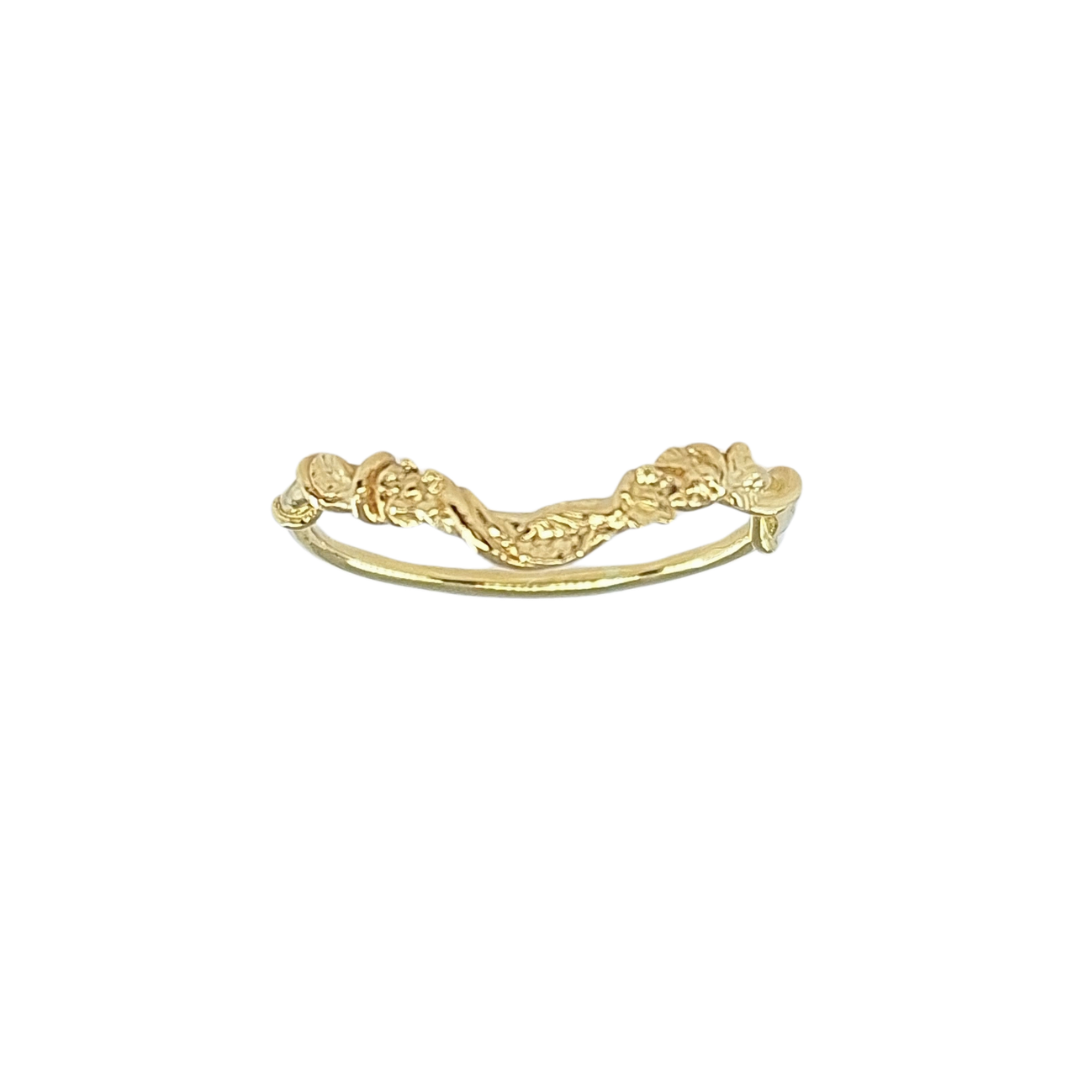 18ct Yellow Gold Flower Wishbone Ring