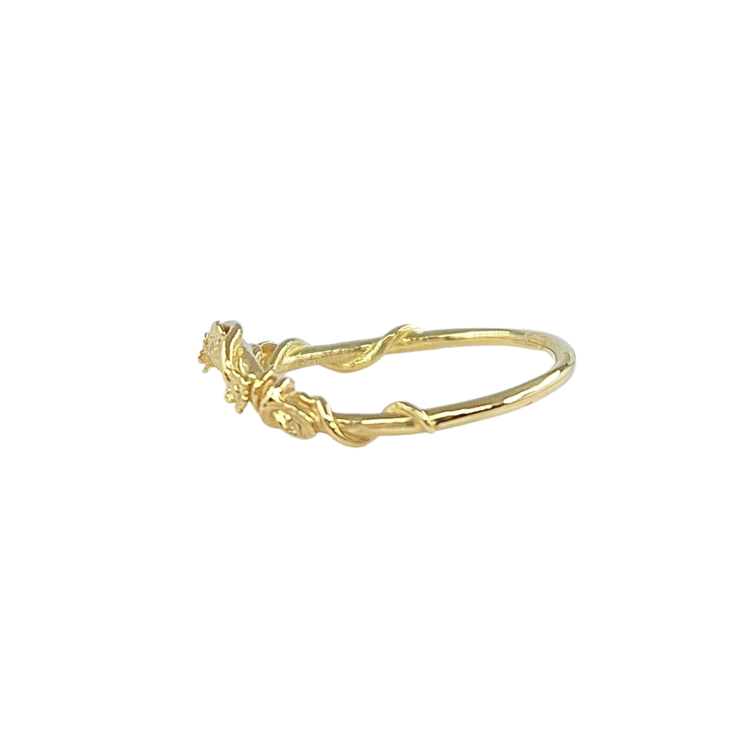 18ct Yellow Gold Flower Wishbone Ring
