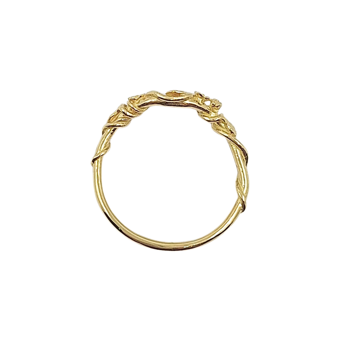 18ct Yellow Gold Flower Wishbone Ring