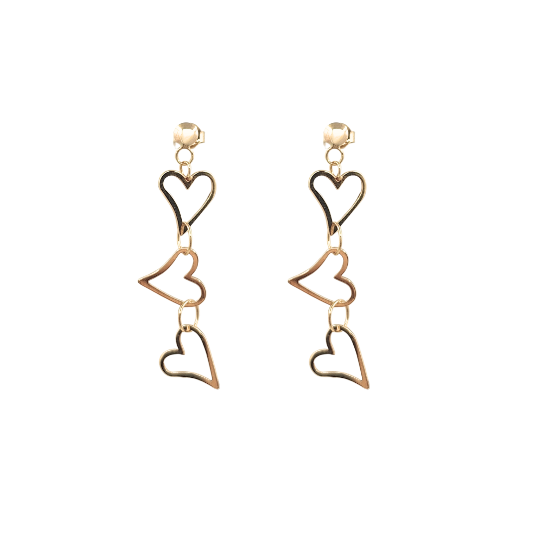 9ct Yellow Gold Heart Drop Earrings