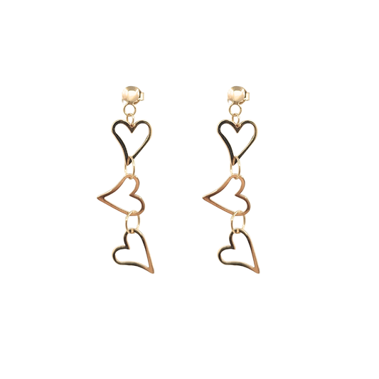 9ct Yellow Gold Heart Drop Earrings