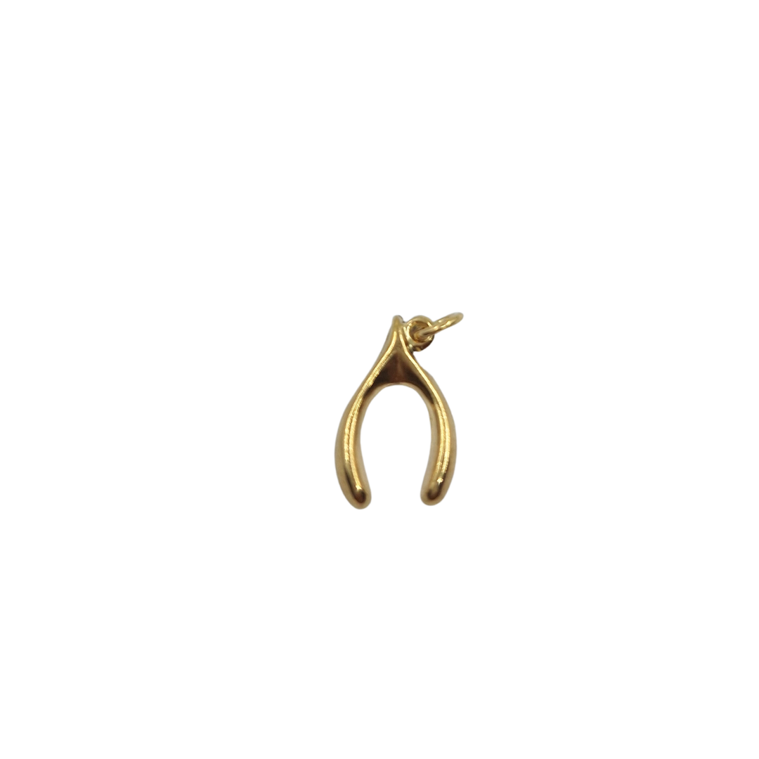 9ct Yellow Gold Hollow Wishbone Charm
