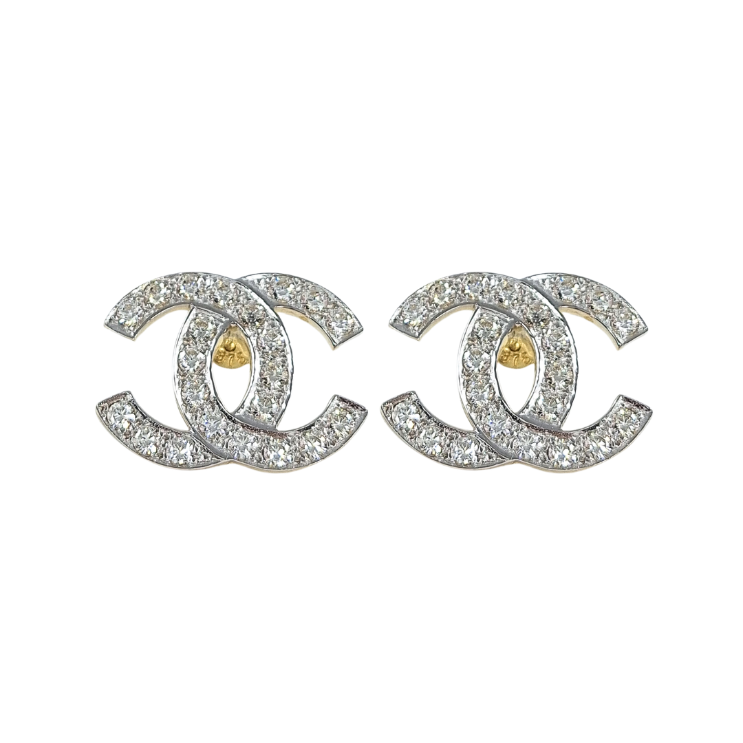 9ct Yellow Gold CZ CC Earrings