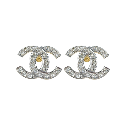 9ct Yellow Gold CZ CC Earrings