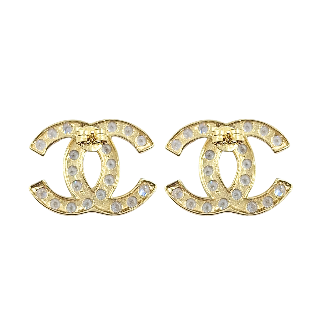 9ct Yellow Gold CZ CC Earrings