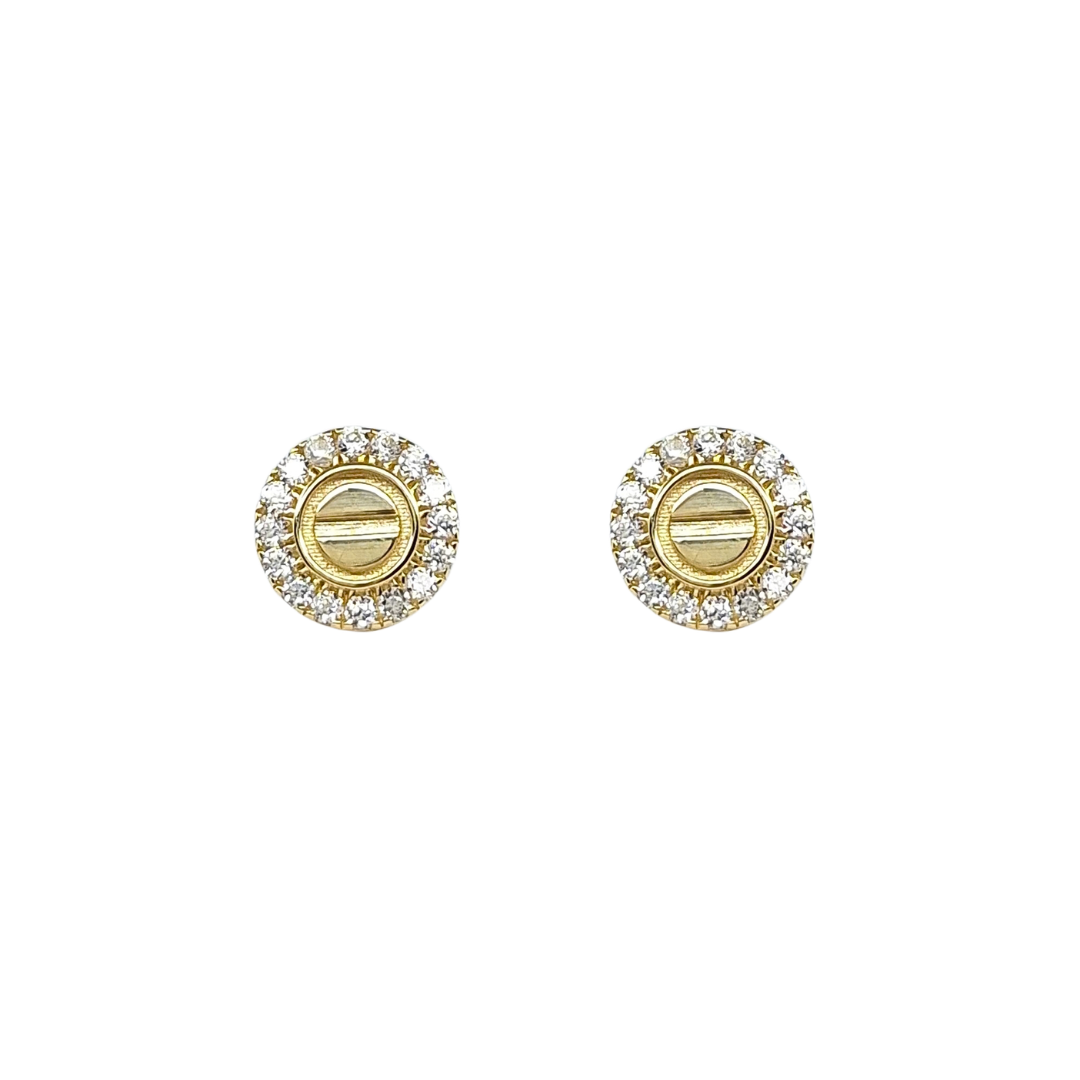 9ct Yellow Gold CZ Screw Style Studs