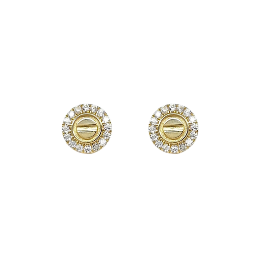 9ct Yellow Gold CZ Screw Style Studs