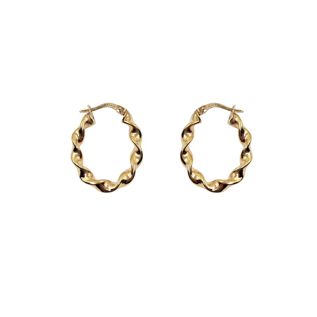 9ct Yellow Gold Oval Twist Creole Earrings
