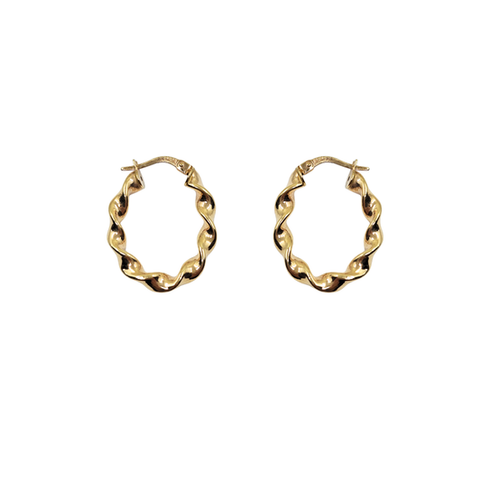 9ct Yellow Gold Oval Twist Creole Earrings