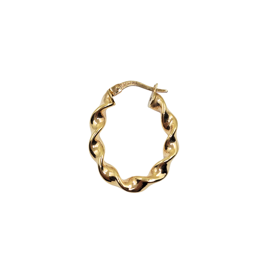 9ct Yellow Gold Oval Twist Creole Earrings