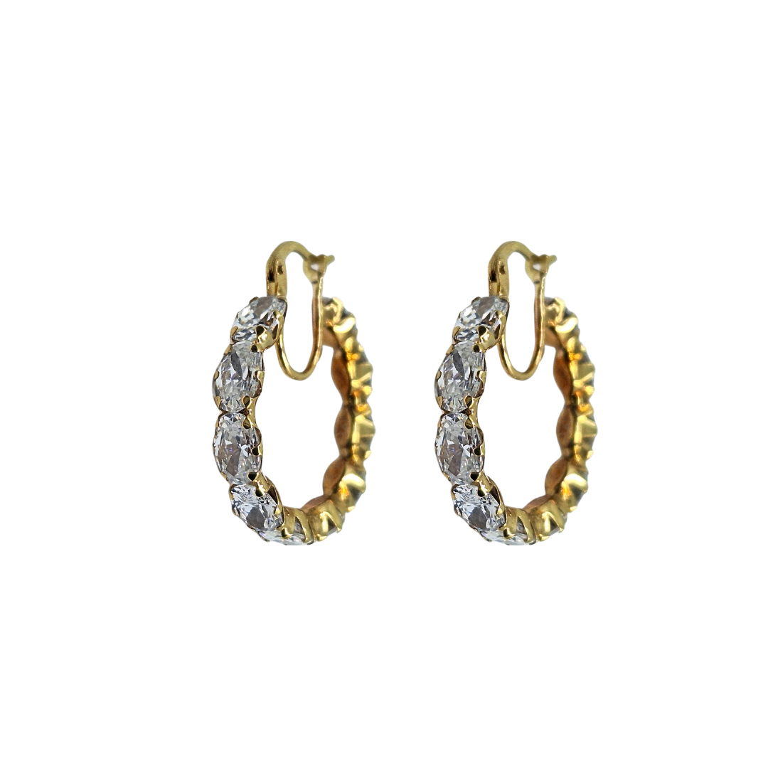9ct Yellow Gold Cubic Zirconia Creole Earrings