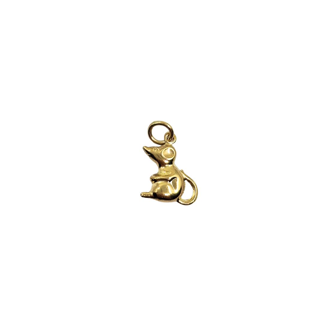 9ct Yellow Gold Hollow Mouse Charm