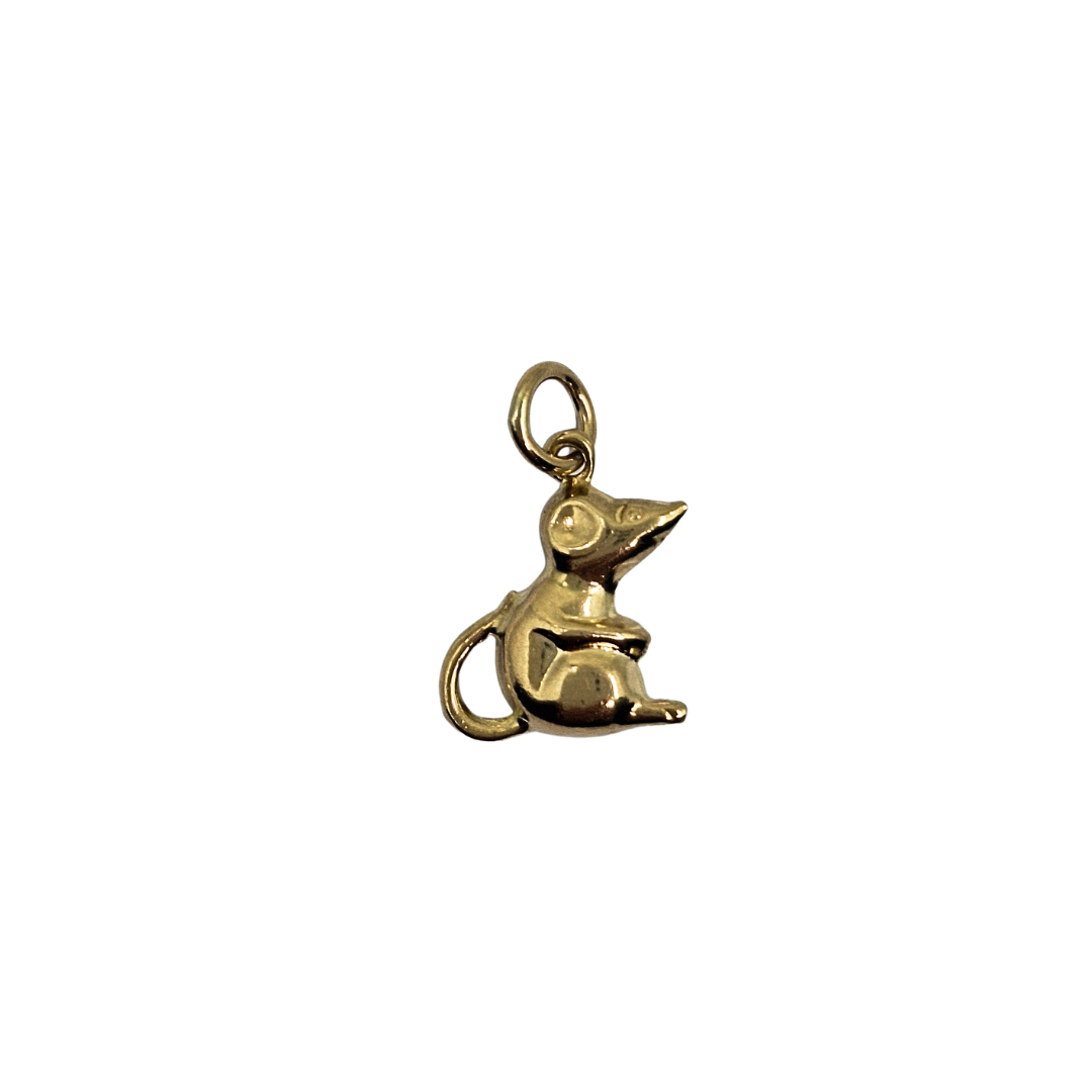 9ct Yellow Gold Hollow Mouse Charm