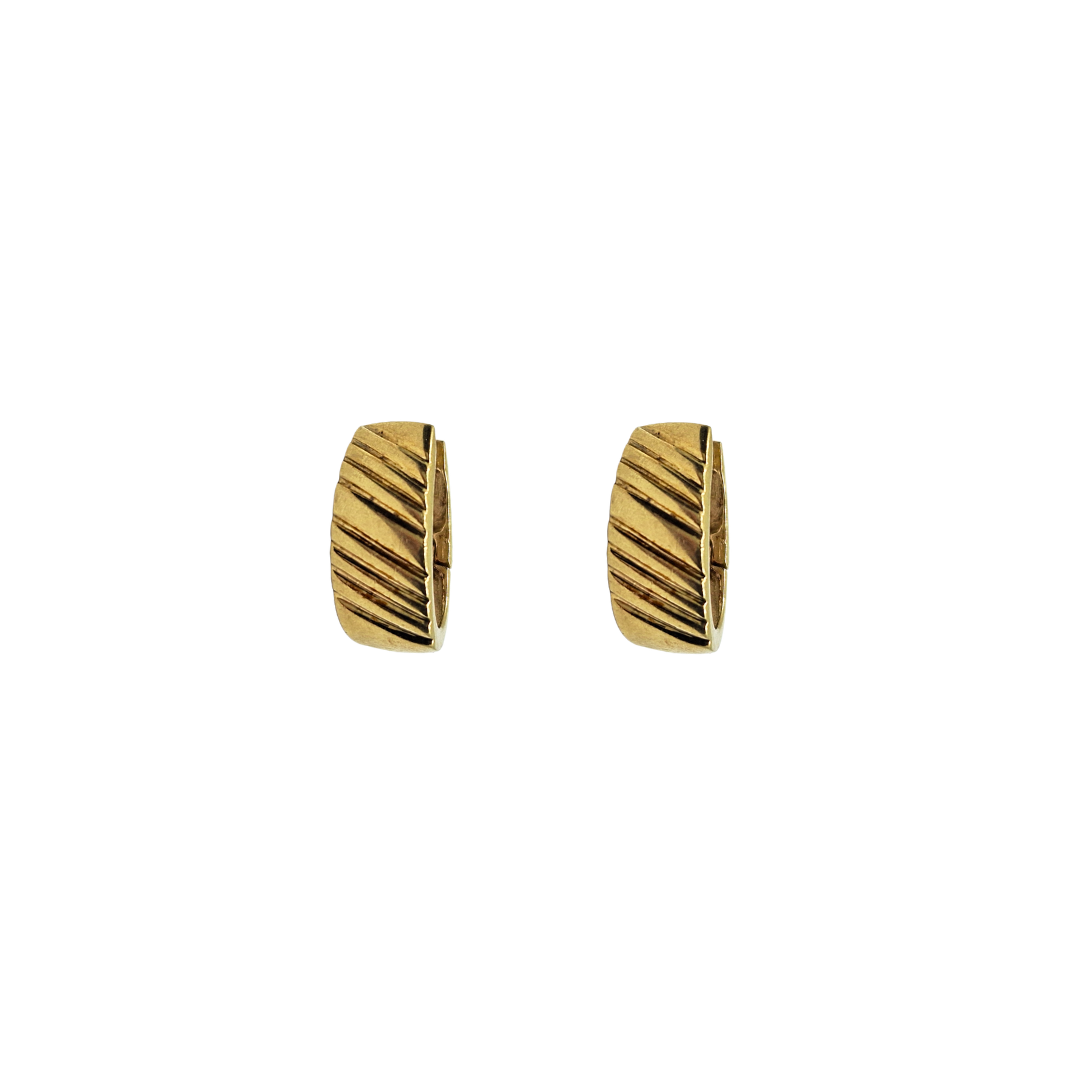 9ct Yellow Gold Lined Huggie Earrings