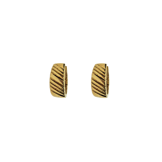 9ct Yellow Gold Lined Huggie Earrings