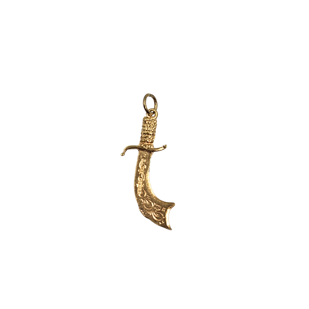 9ct Yellow Gold Engraved Sword Charm