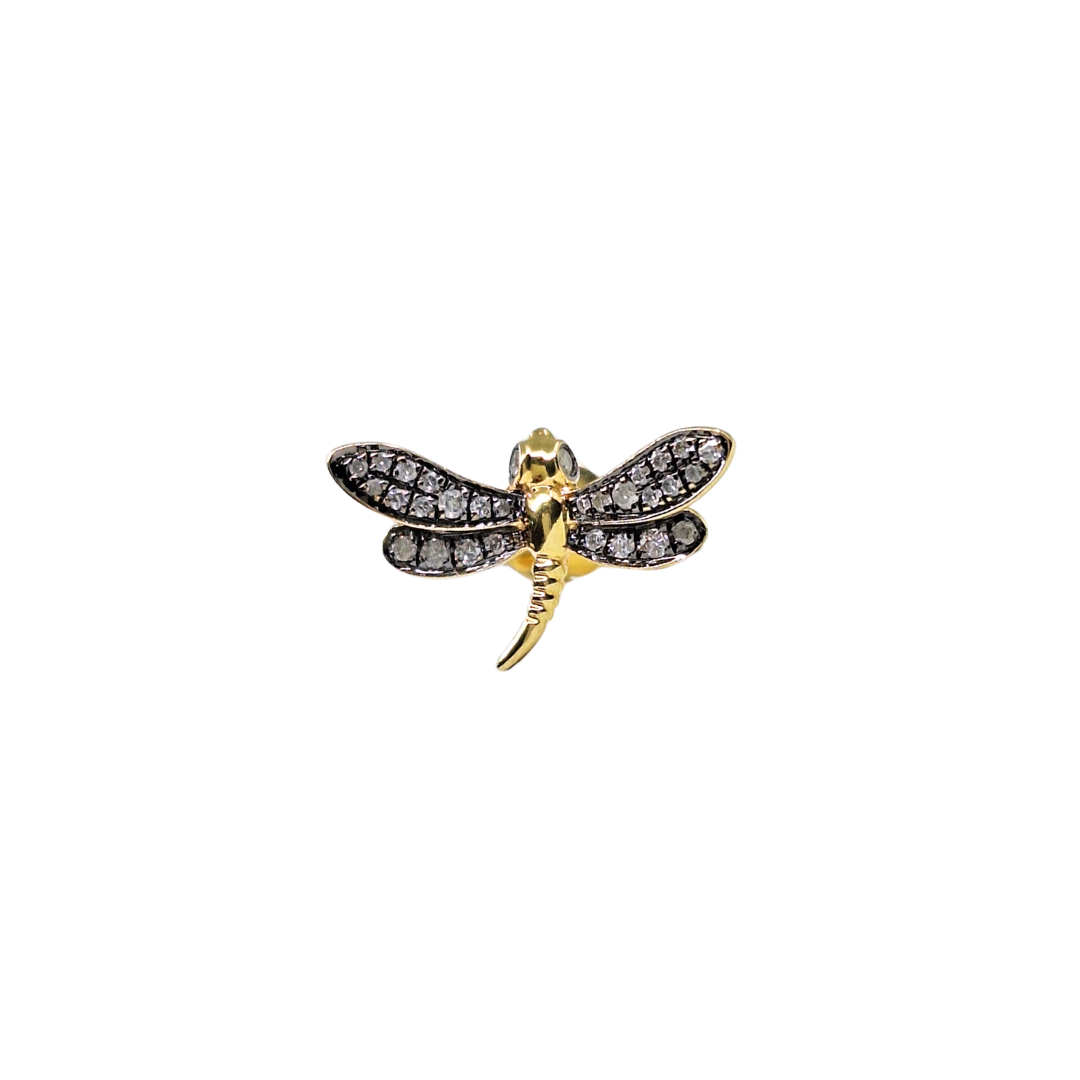 18ct Yellow Gold Diamond Dragonfly Studs